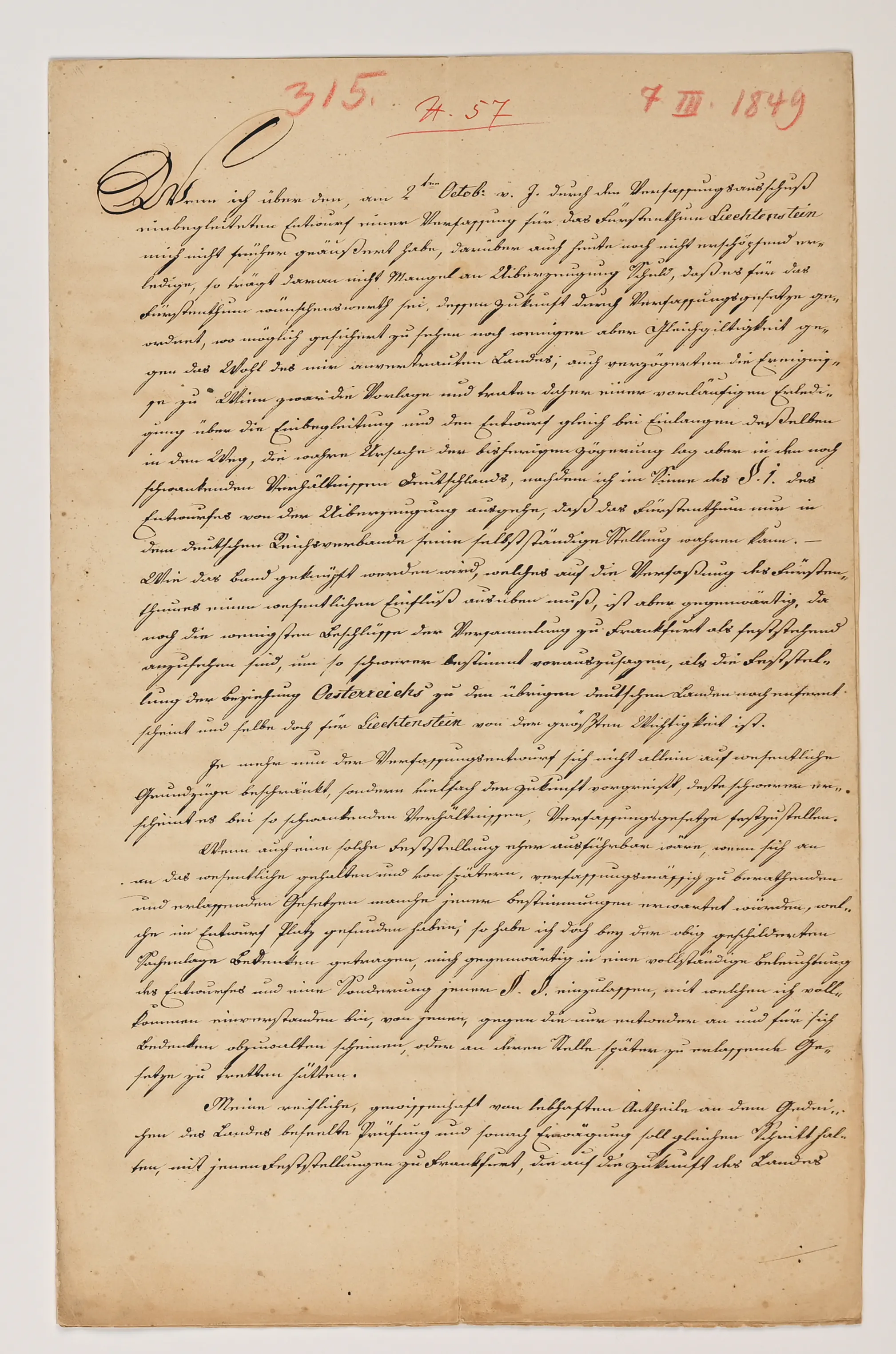 Übergangsbestimmungen 1849 Anfang