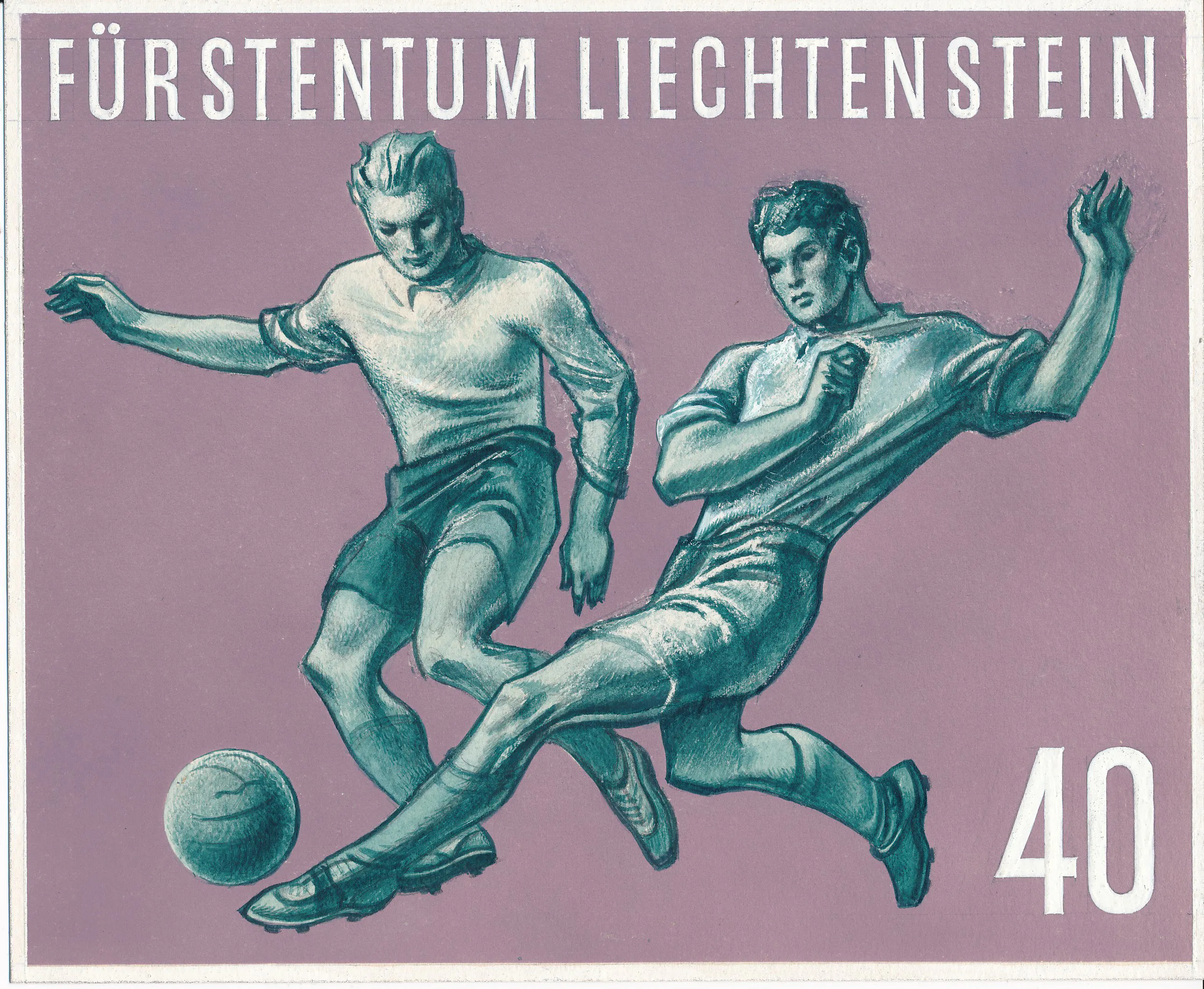«Verteidiger (Zweikampf)». Sport (I): Fussball-Weltmeisterschaft in der Schweiz, 1954.