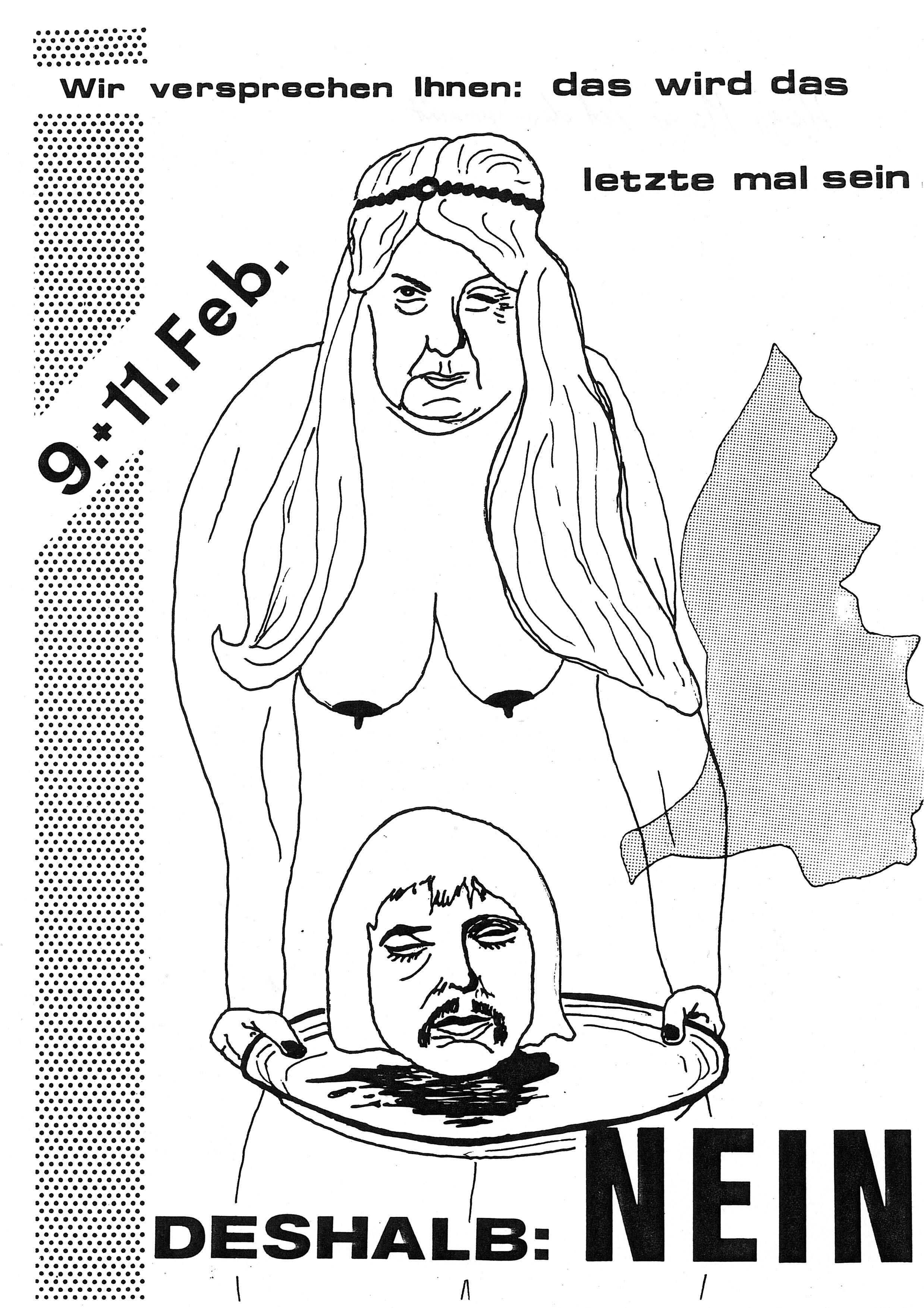 Flugblatt. Das anonyme Flugblatt wird von den Gegner im Vorfeld der Volksabstimmung vom Februar 1973 in Umlauf gebracht.