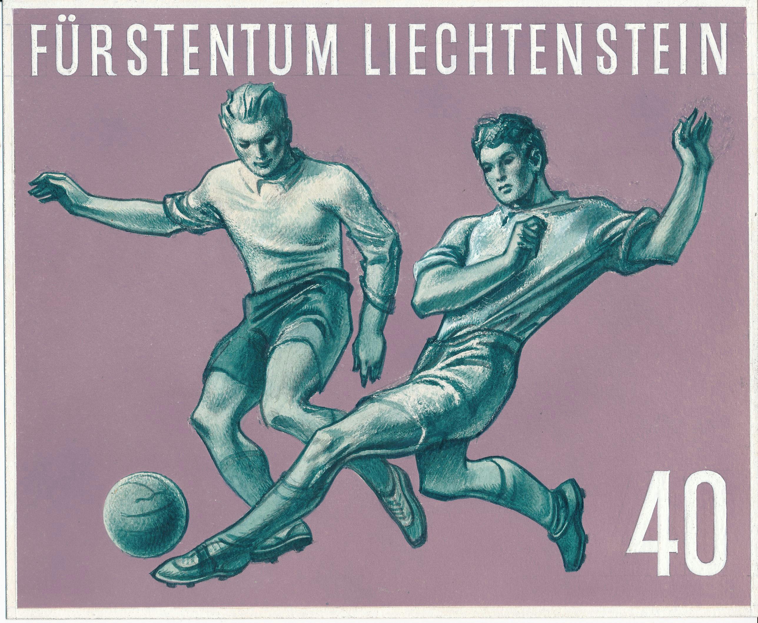 «Verteidiger (Zweikampf)». Sport (I): Fussball-Weltmeisterschaft in der Schweiz, 1954.