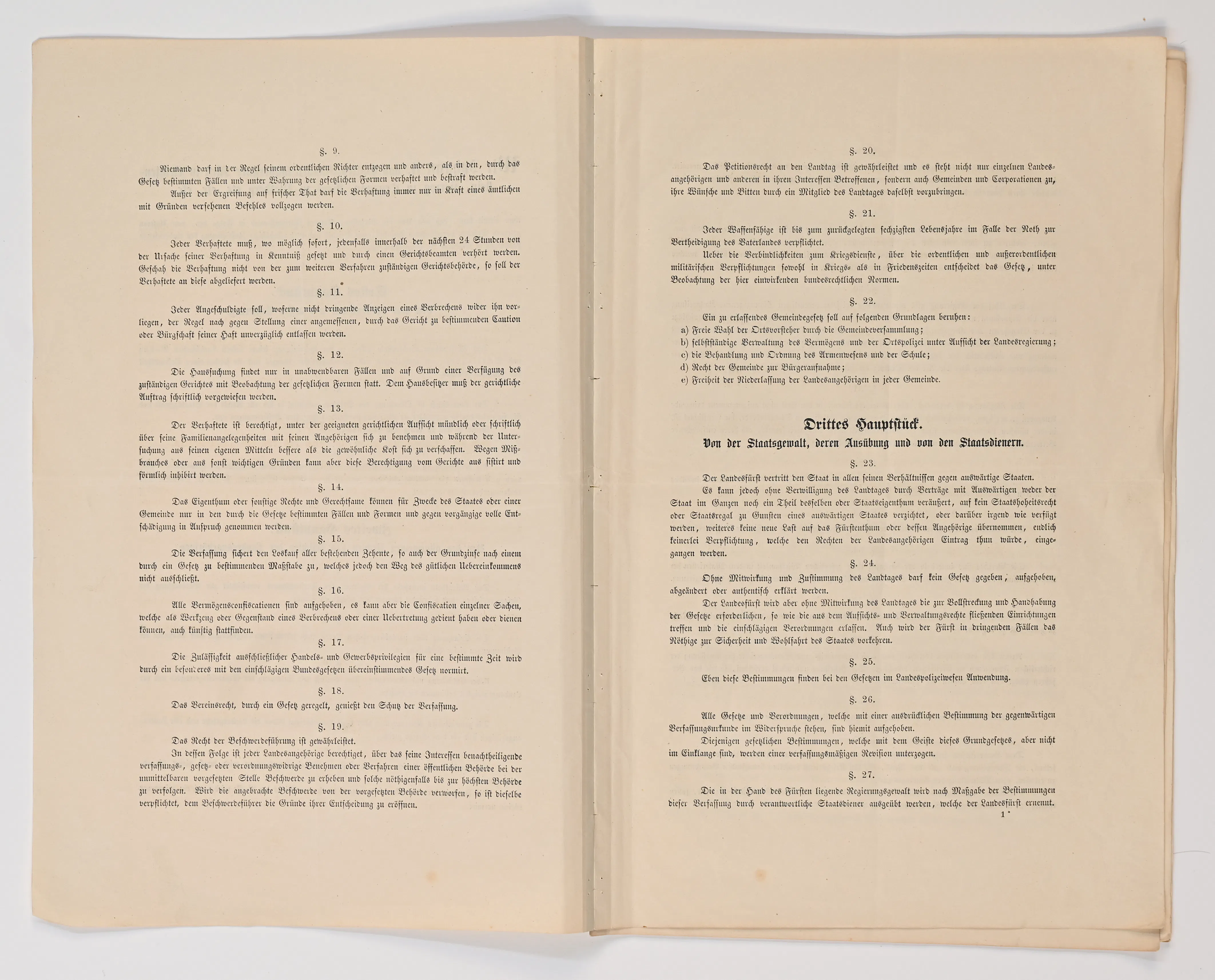 Konstitutionelle Verfassung 1862 § 9 bis § 27