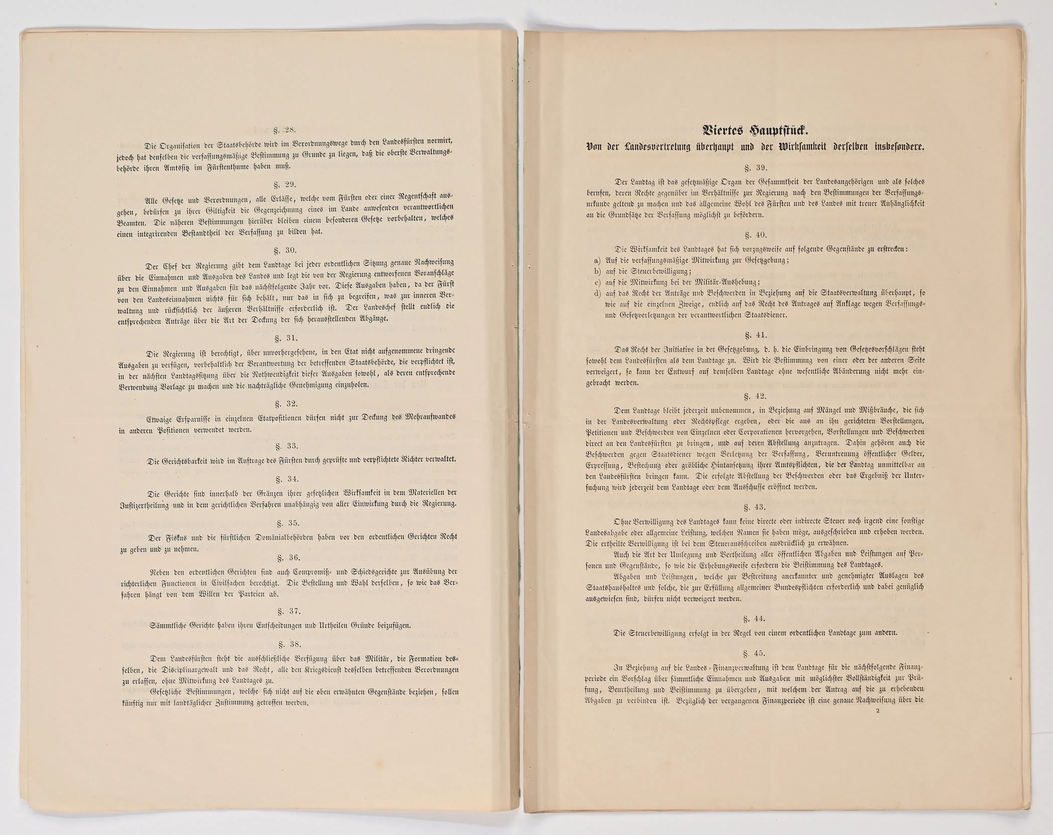 Konstitutionelle Verfassung 1862 § 28 bis § 45