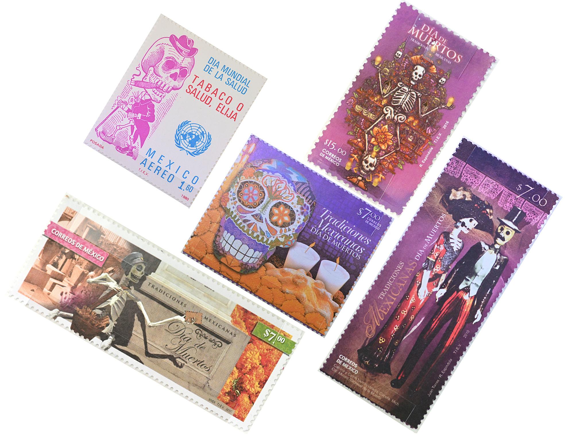 Auswahl an mexikanischen Briefmarken aus der Ausstellung