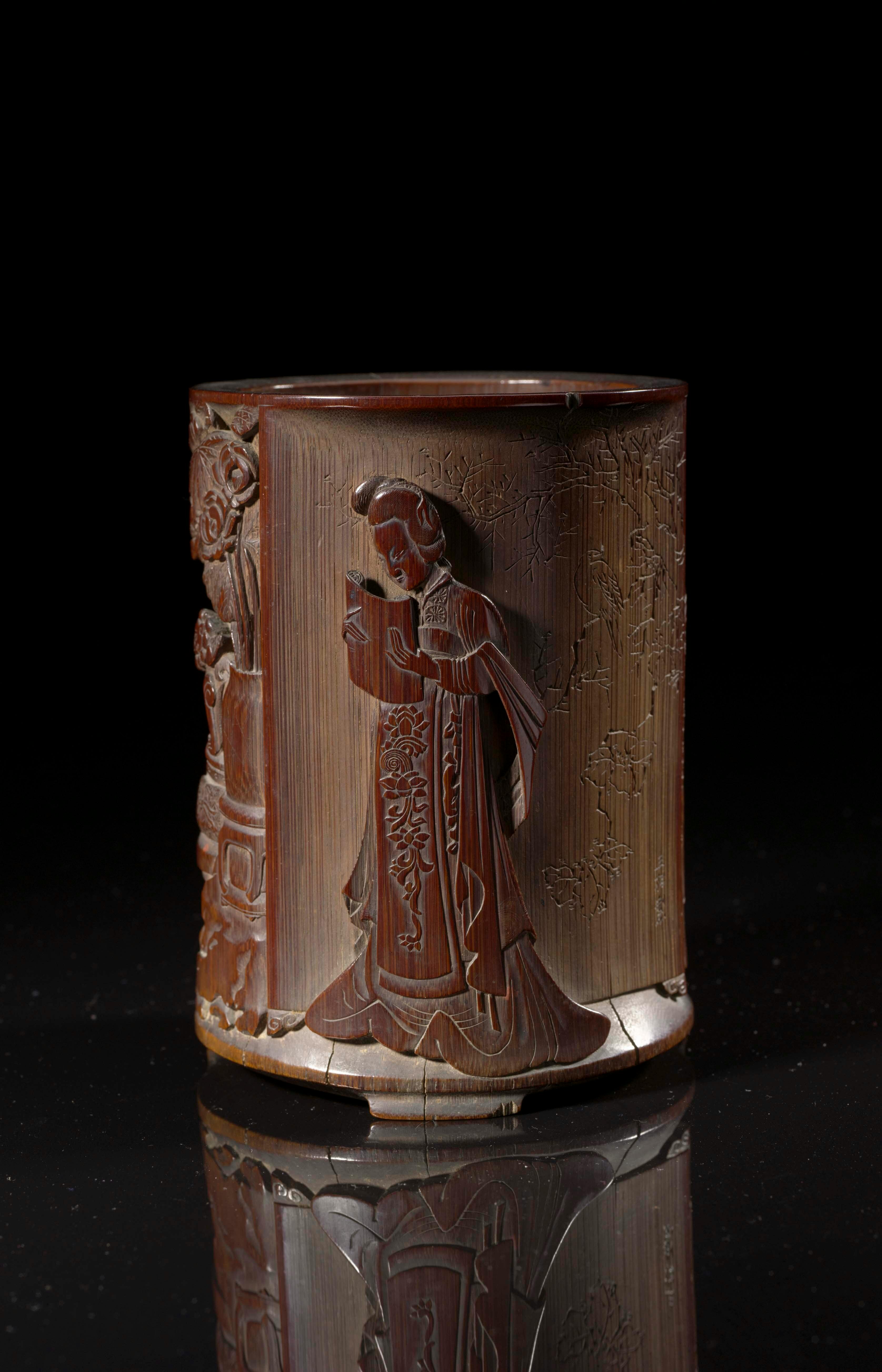 Pinselbecher mit einer Szene aus Das Westzimmer mit der Marke San Song © Shanghai Museum