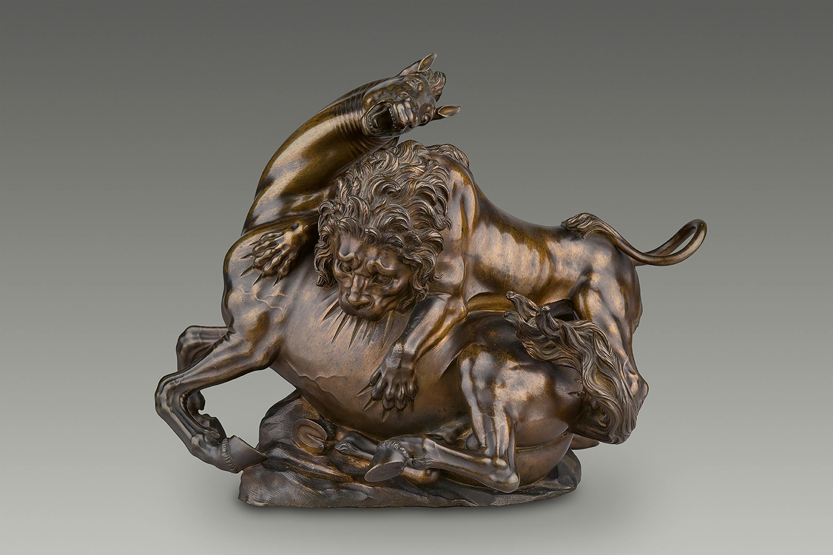 Giovanni Francesco Susini (1585–1653) nach Giambologna (1529–1608)  Löwe greift ein Pferd an, um 1630/40