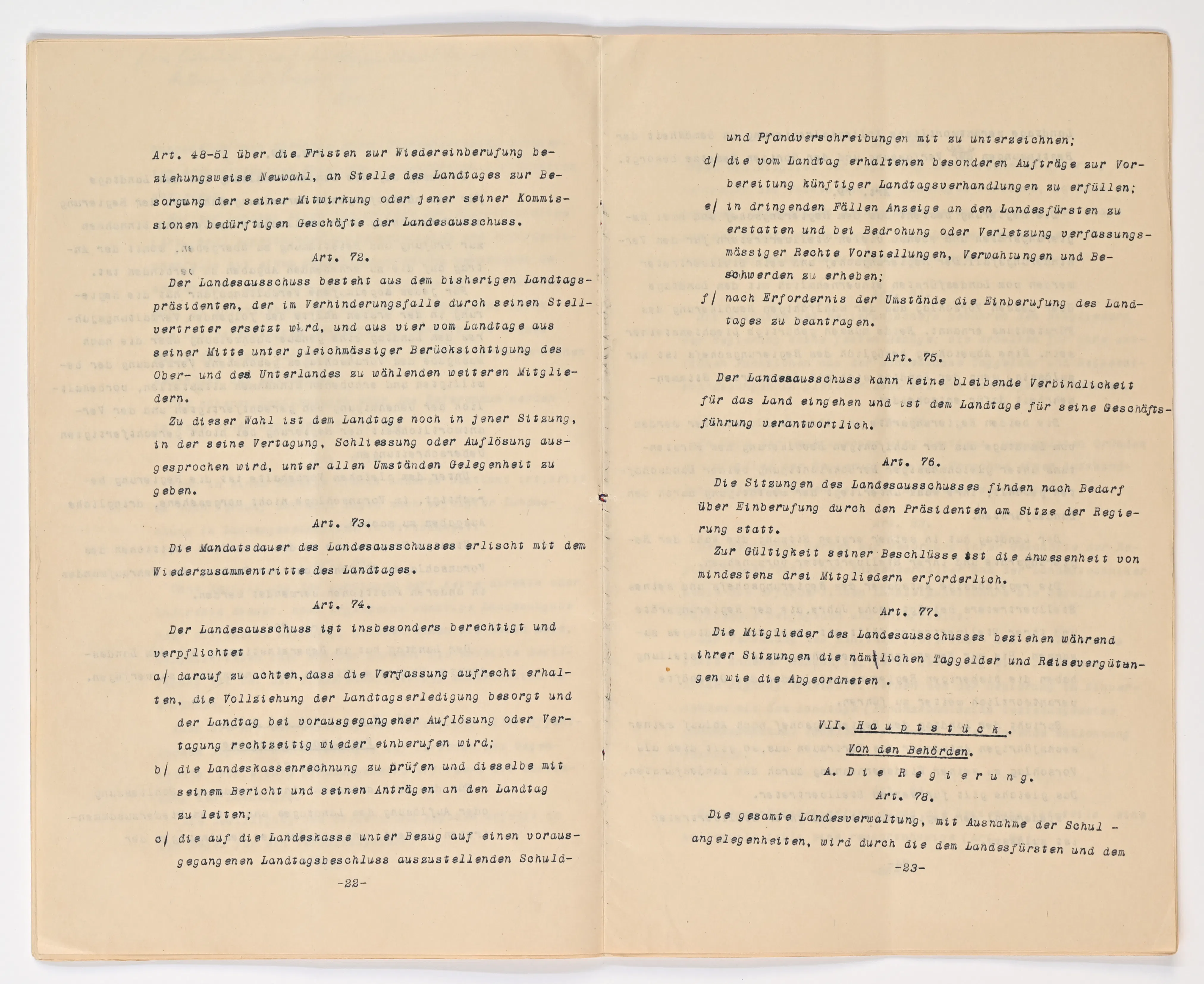 Verfassung 1921 Art. 72 bis Art. 78