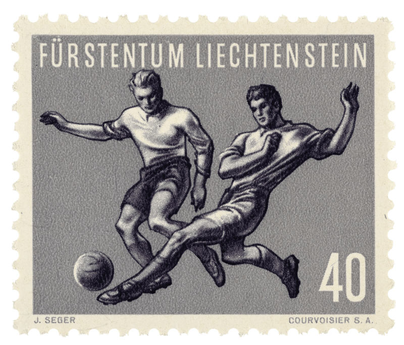 «Verteidiger (Zweikampf)». Sport (I): Fussball-Weltmeisterschaft in der Schweiz, 1954.