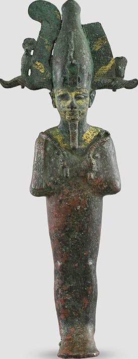 Statuette des Totengottes Osiris. Bronze, vergoldet. Spätzeit, Mitte 1. Jt. v. Chr. Antikenmuseum Basel und Sammlung Ludwig.