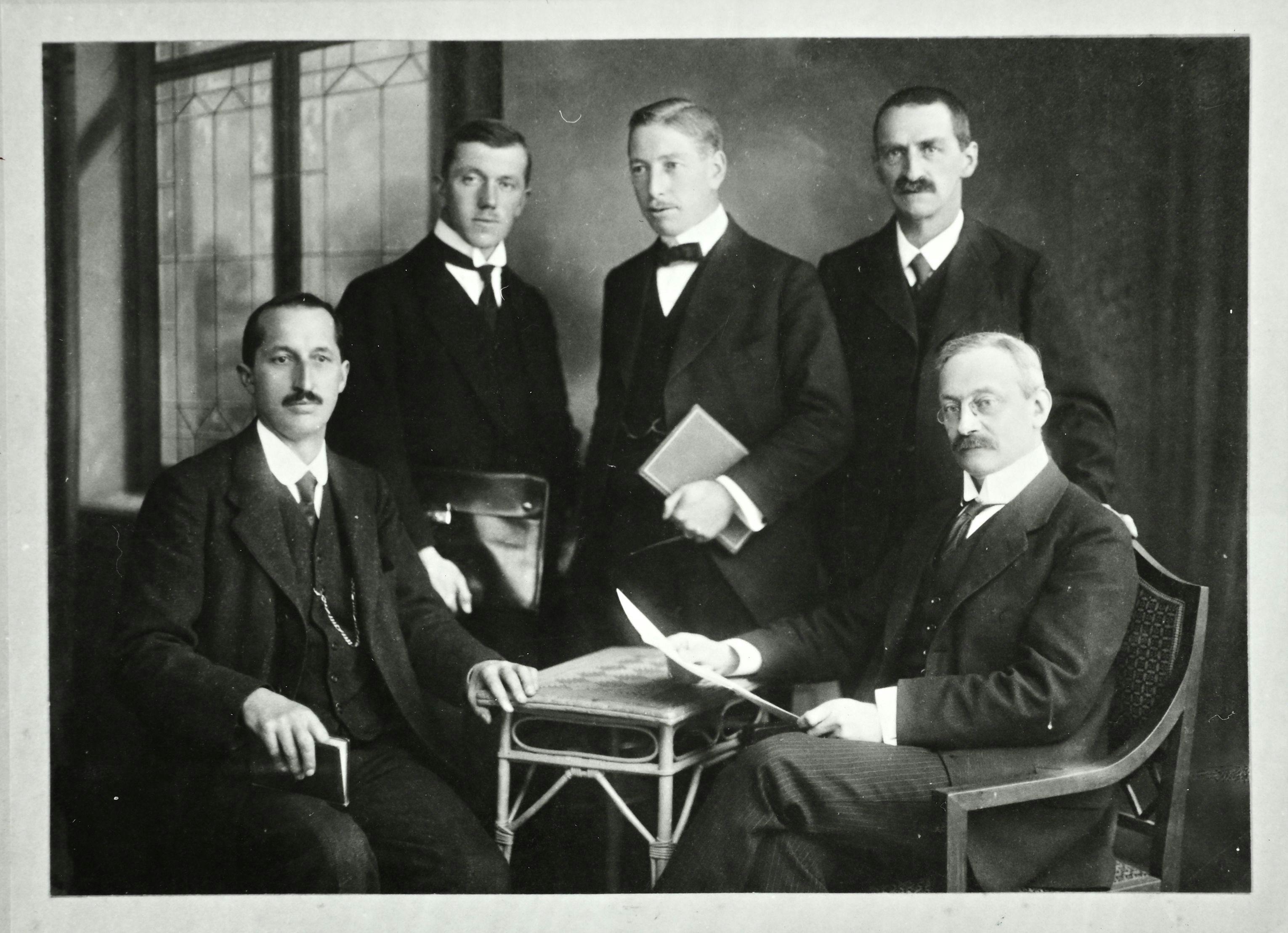 Die liechtensteinische Kommission für die Zollvertragsverhandlungen im Januar 1920. 