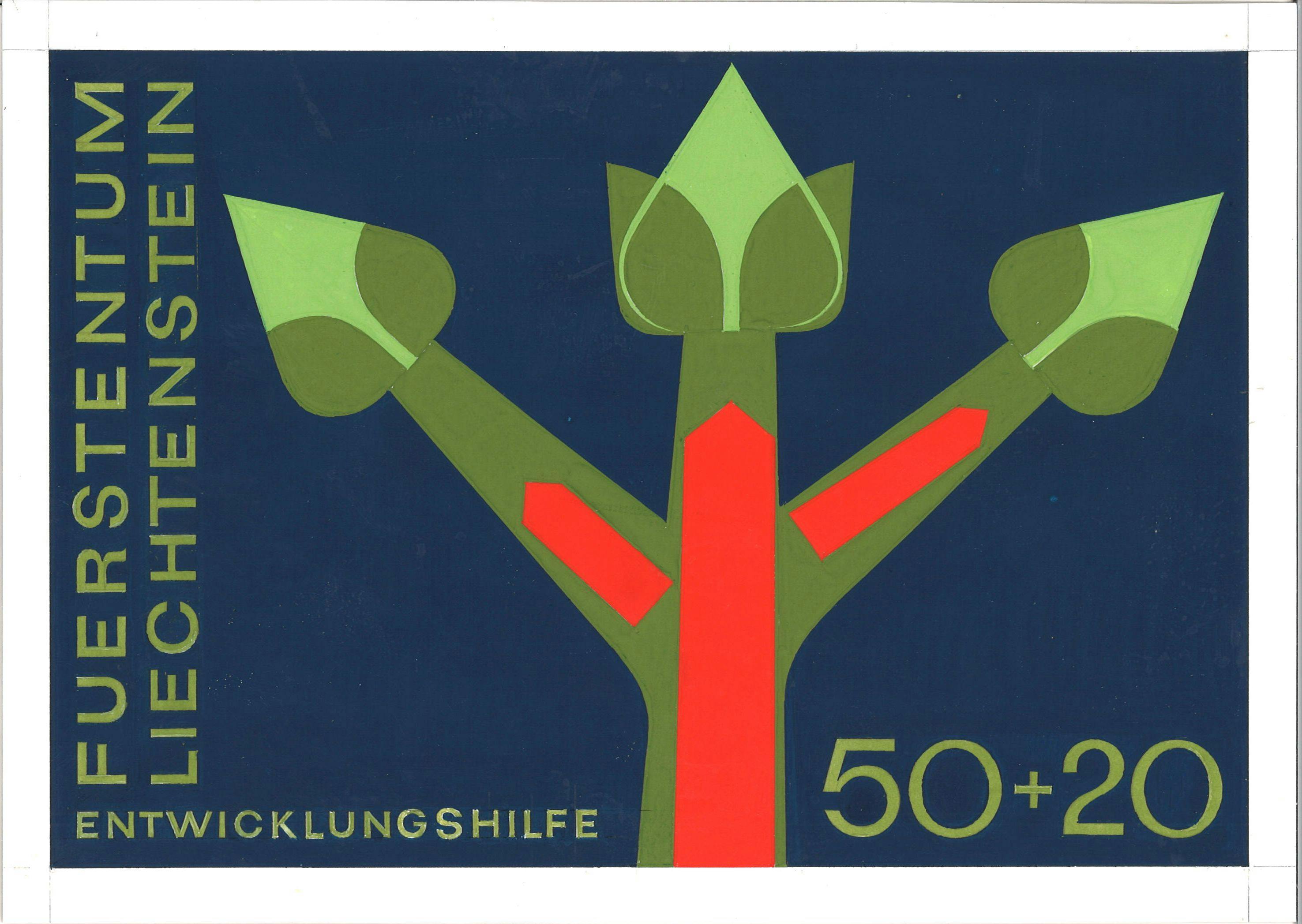 “Branch with buds, symbol of growth”. Development aid, 1967