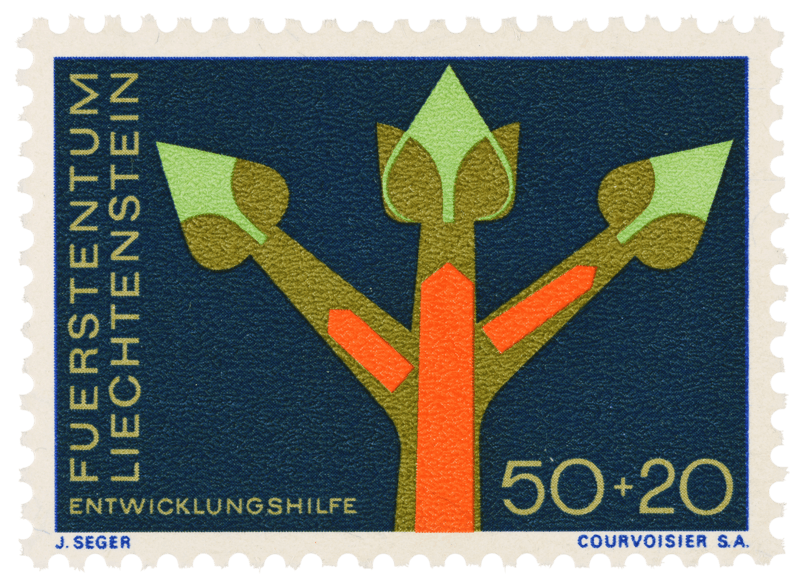 “Branch with buds, symbol of growth”. Development aid, 1967