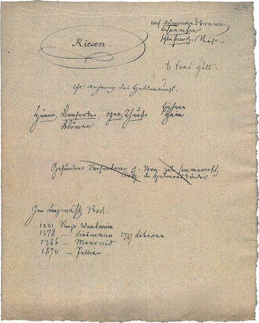 Handgeschriebene Sammlung über Riesen von den Brüder Grimm. Staatsbibliothek zu Berlin – Preußischer Kulturbesitz, Handschriftenabteilung.