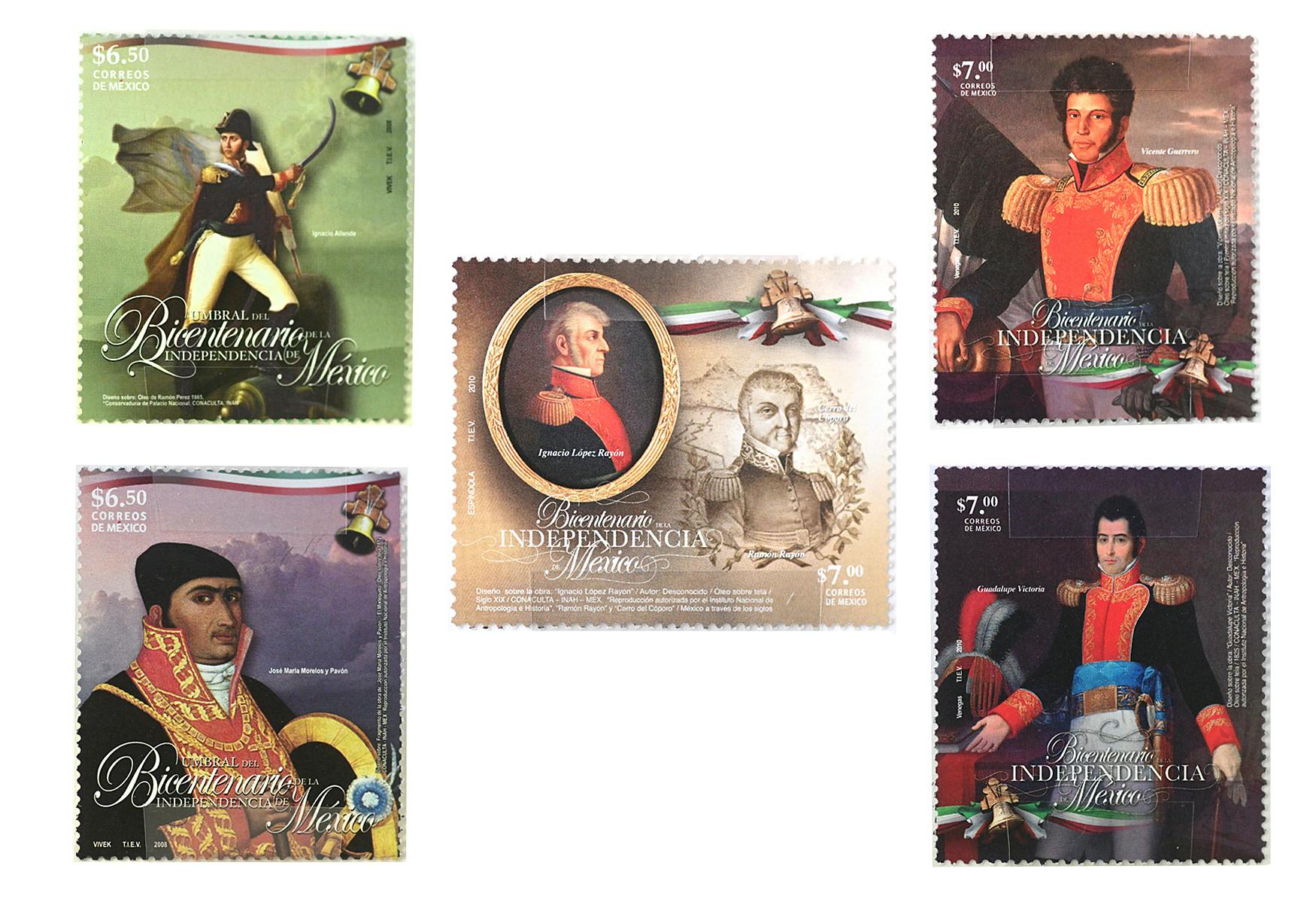 Auswahl an mexikanischen Briefmarken aus der Ausstellung