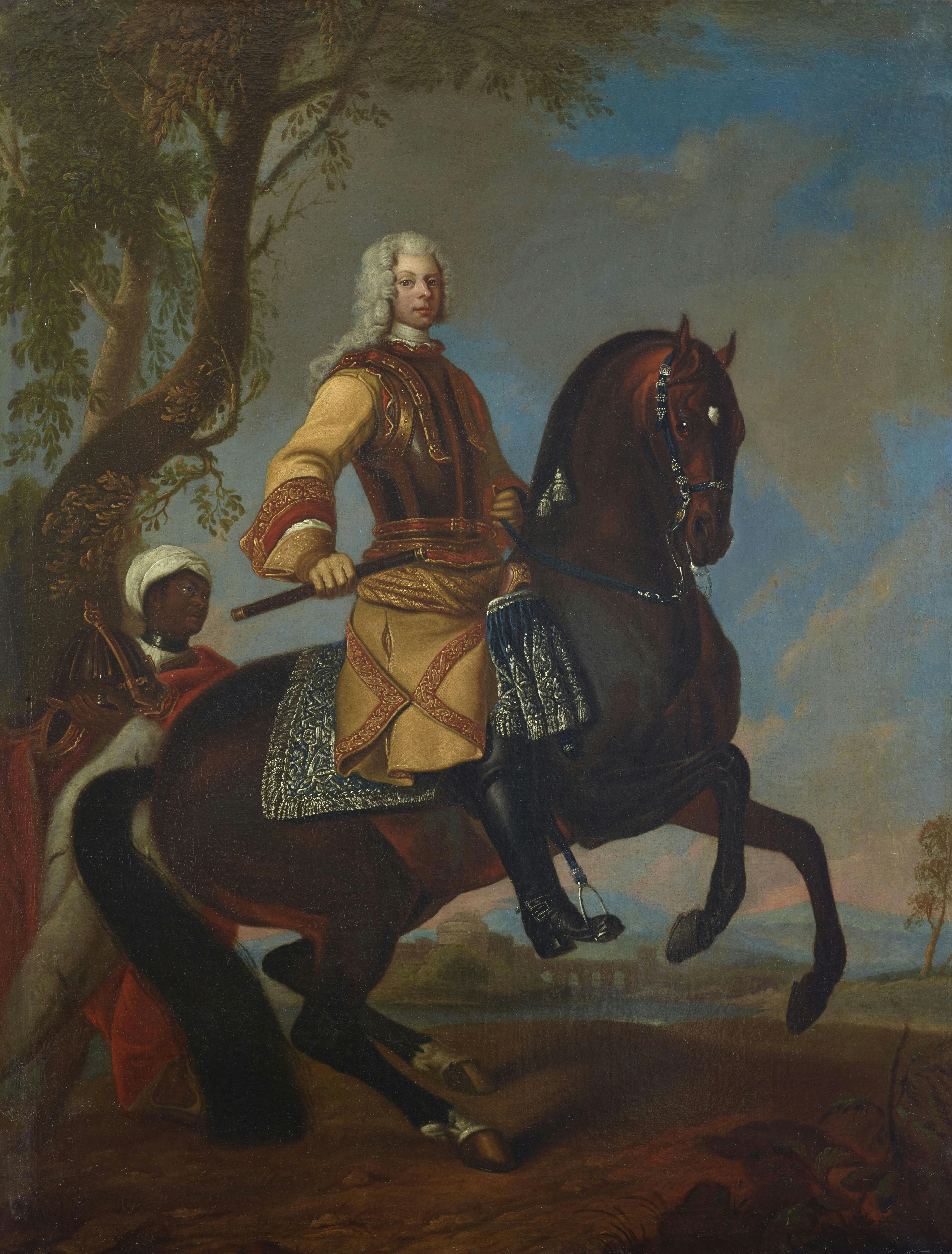 Reiterbildnis des Fürsten Joseph Wenzel I. von Liechtenstein (1696-1772), Maler: Anton Peter van Roy, Öl auf Leinwand