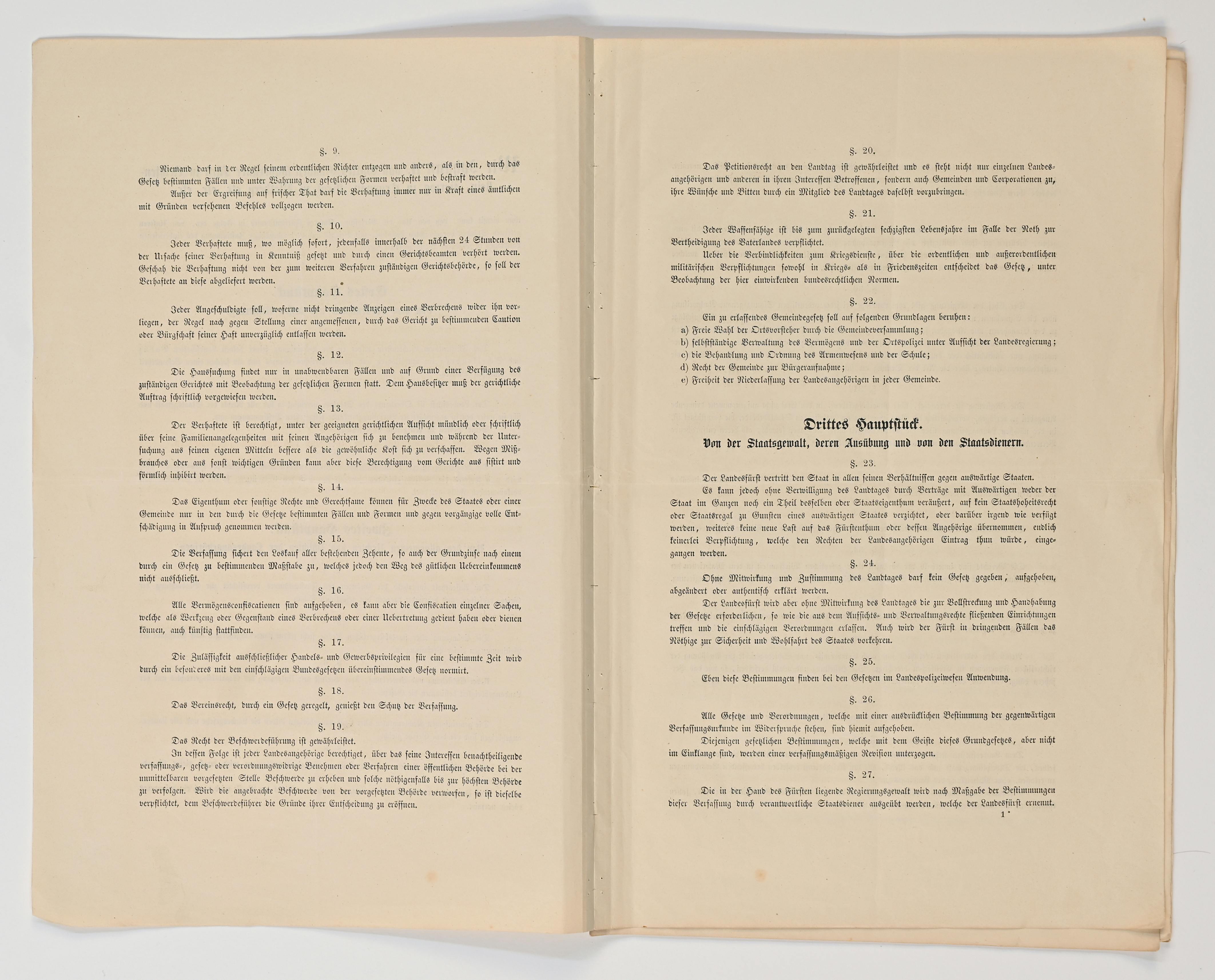 Konstitutionelle Verfassung 1862 § 9 bis § 27