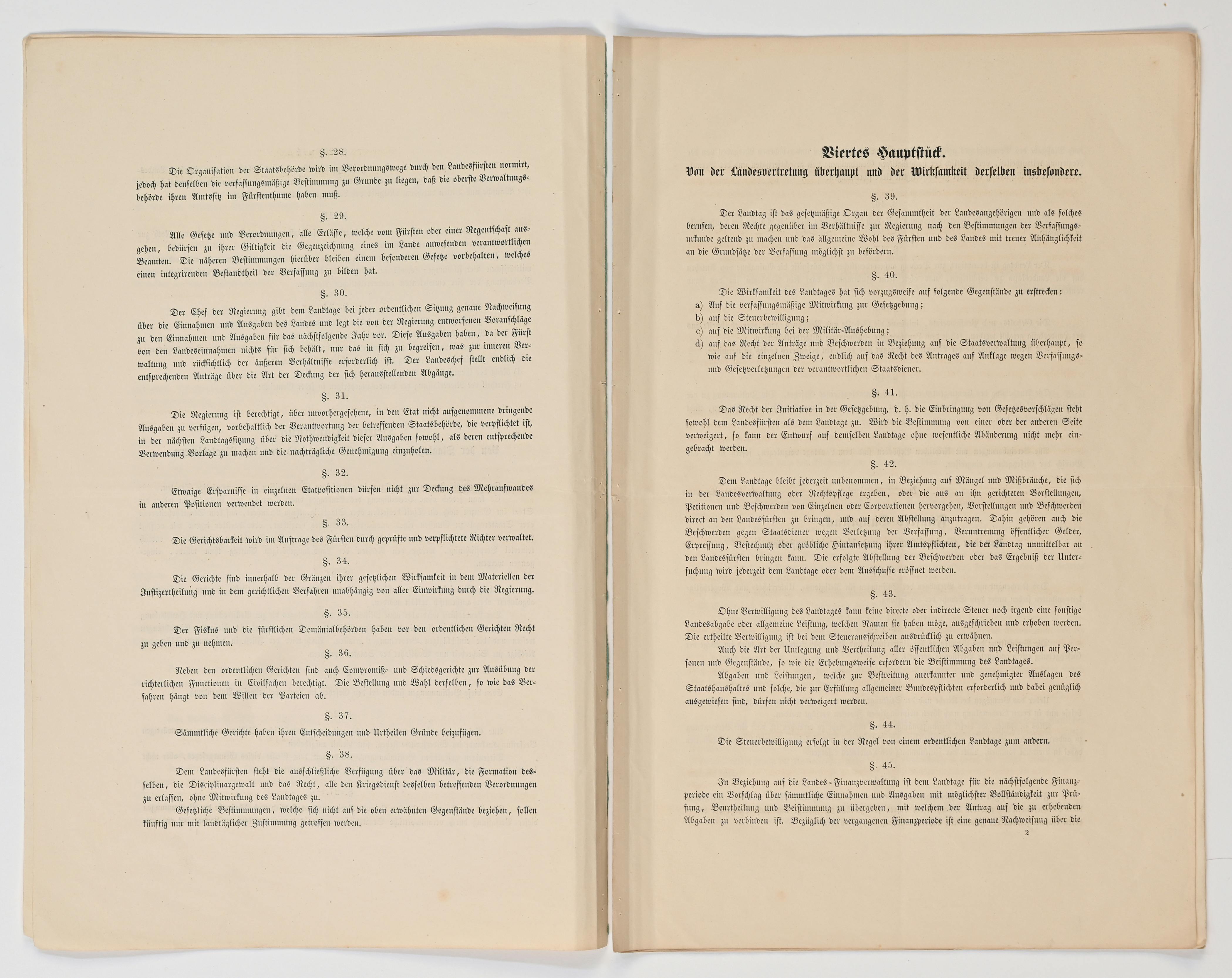 Konstitutionelle Verfassung 1862 § 28 bis § 45