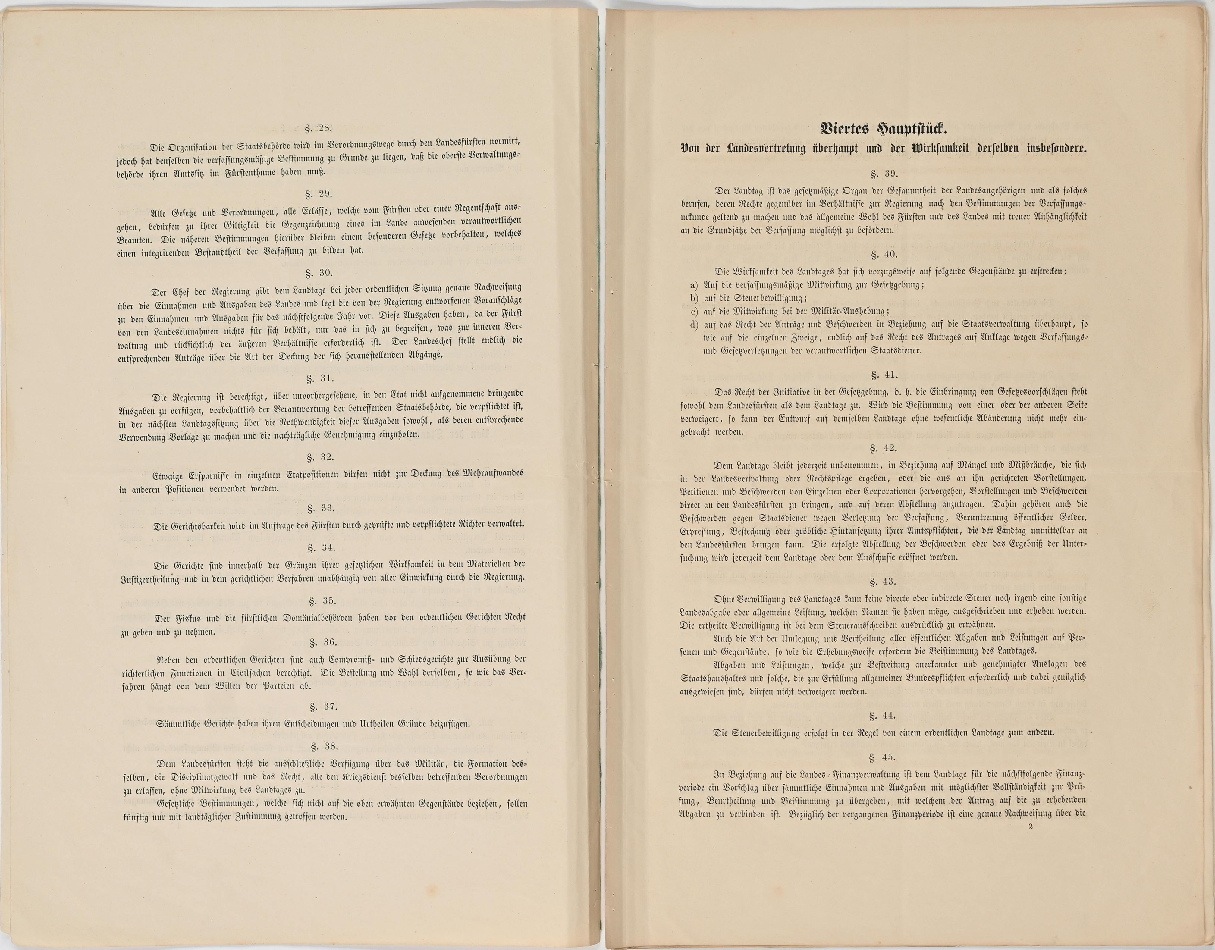 Konstitutionelle Verfassung 1862 § 28 bis § 45