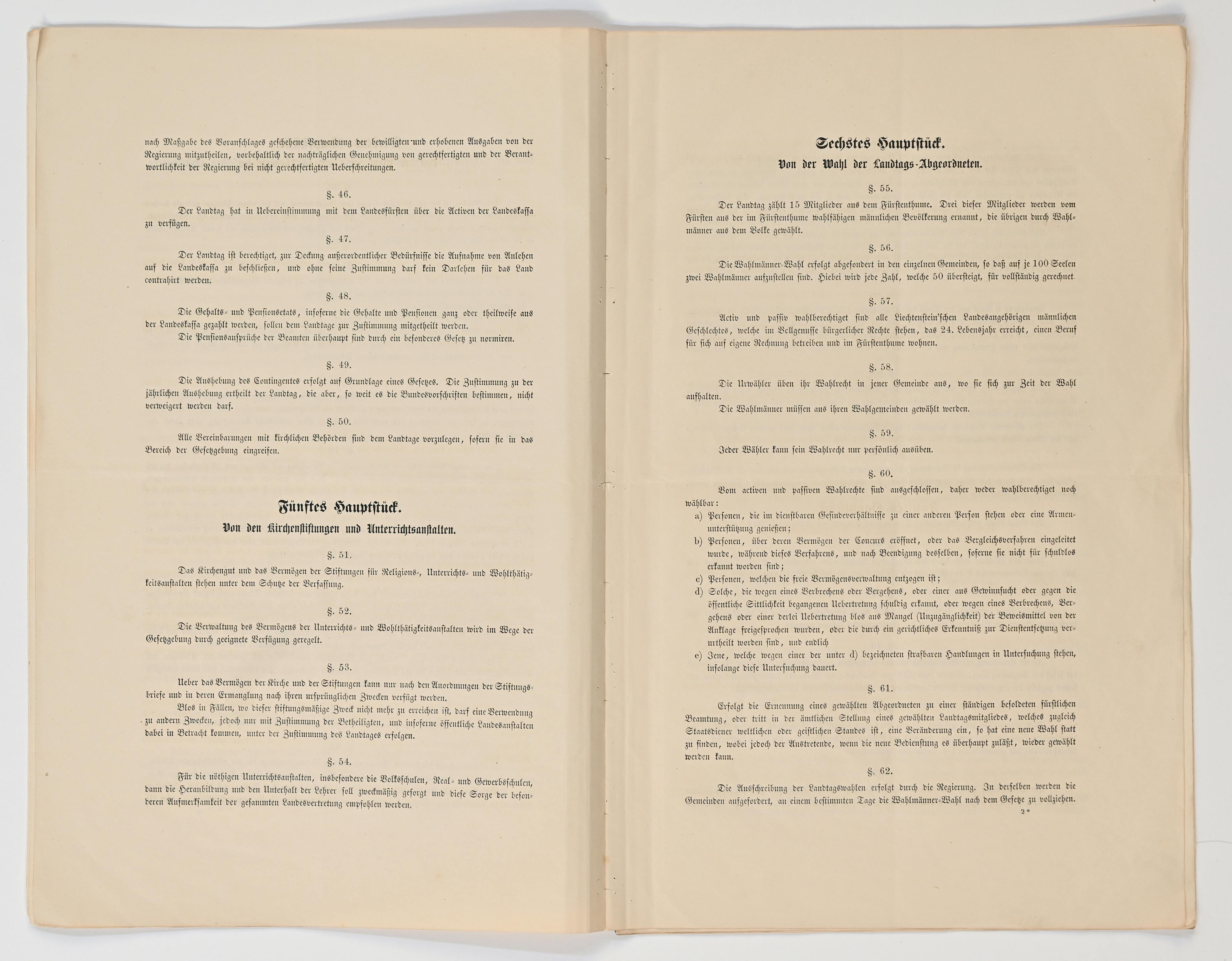 Konstitutionelle Verfassung 1862 § 46 bis § 62