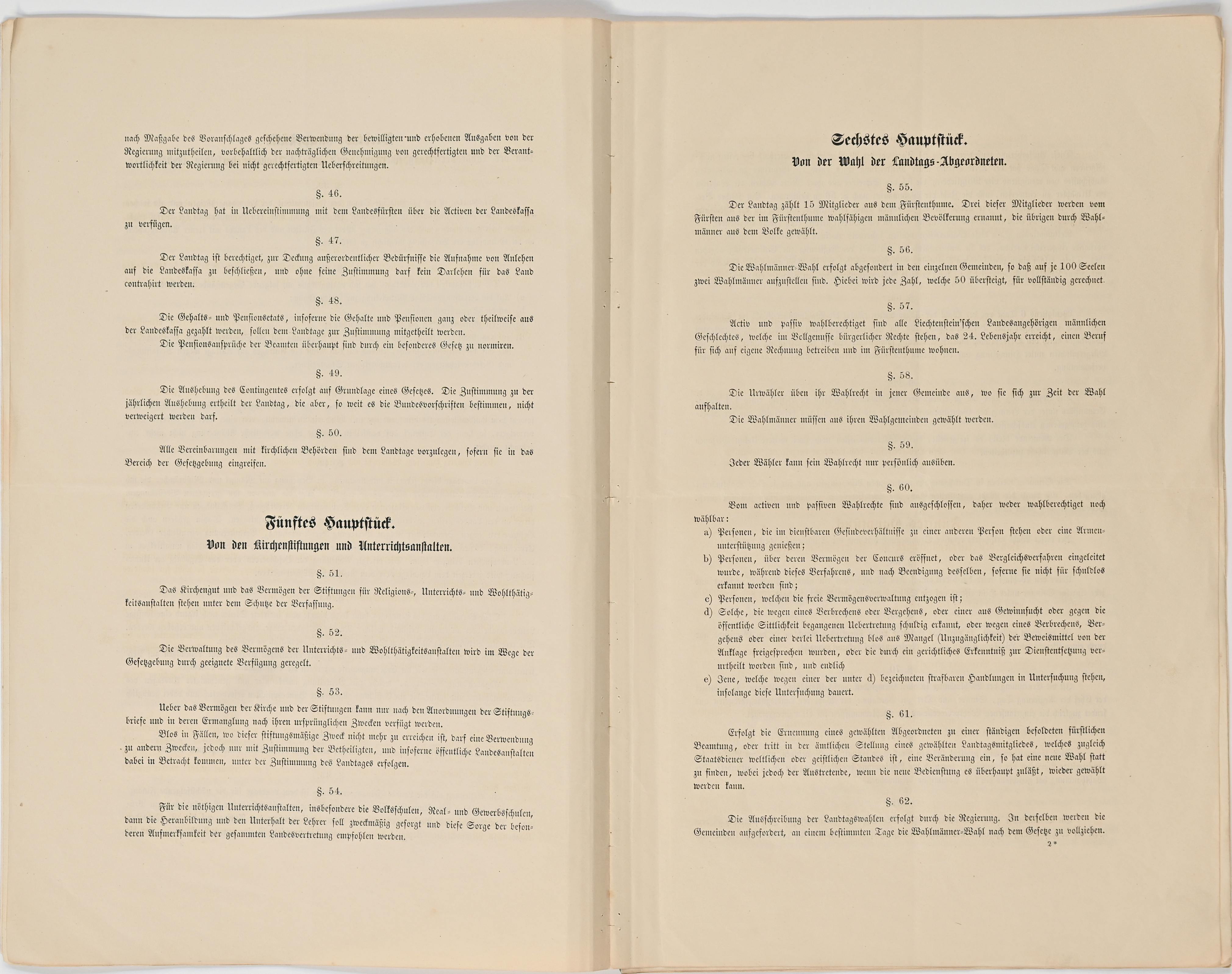 Konstitutionelle Verfassung 1862 § 46 bis § 62