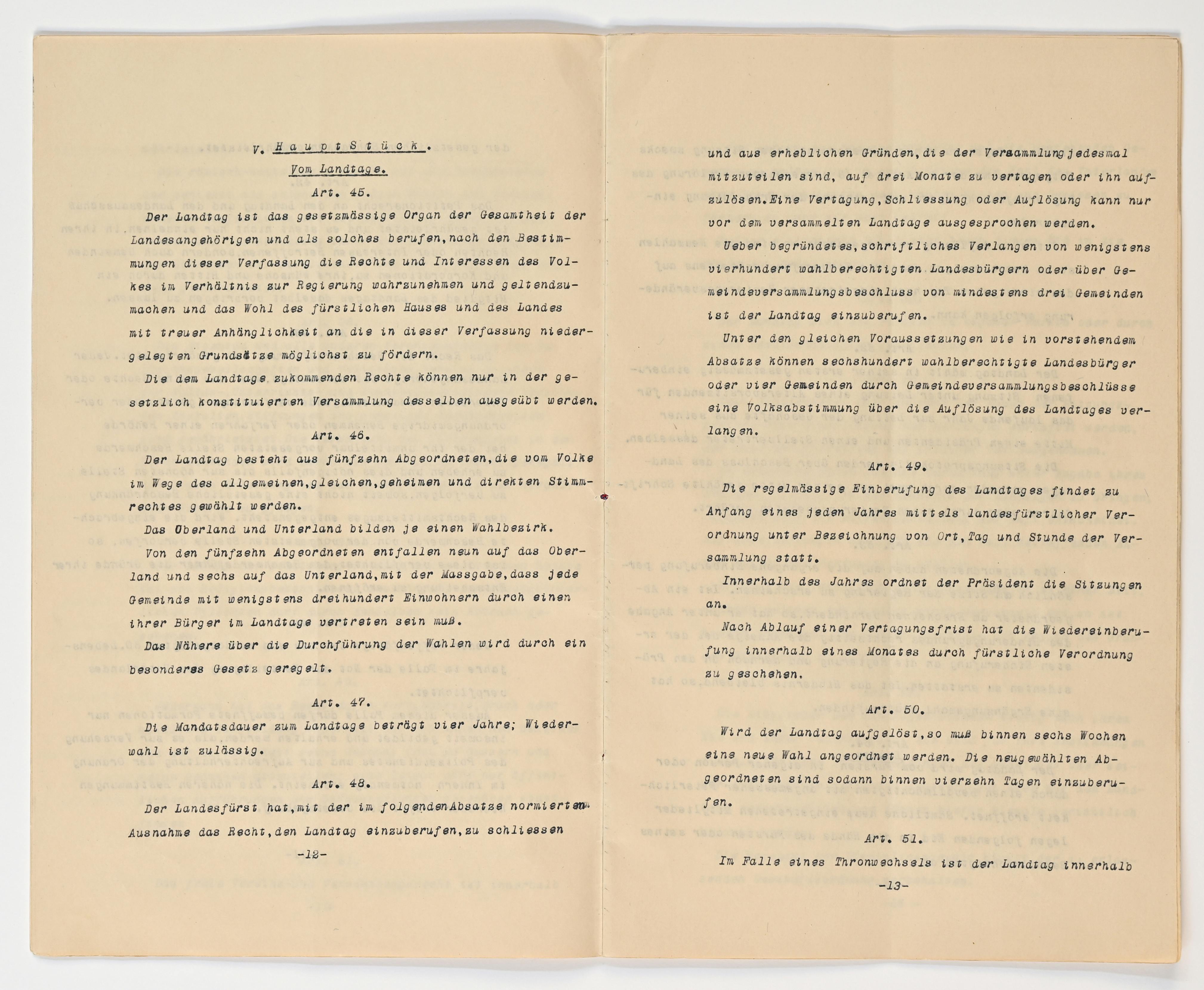 Verfassung 1921 Art. 45 bis Art. 51