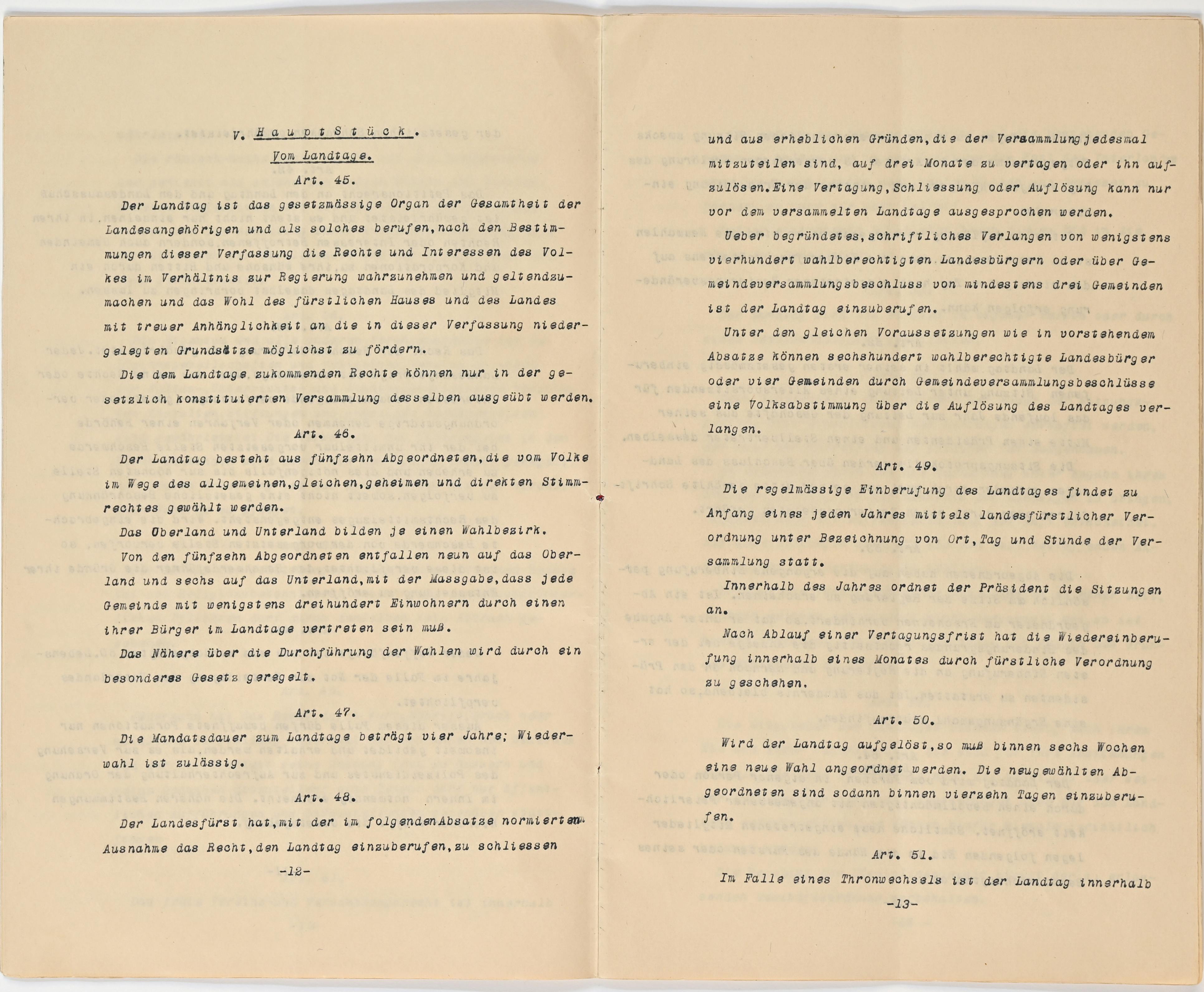 Verfassung 1921 Art. 45 bis Art. 51