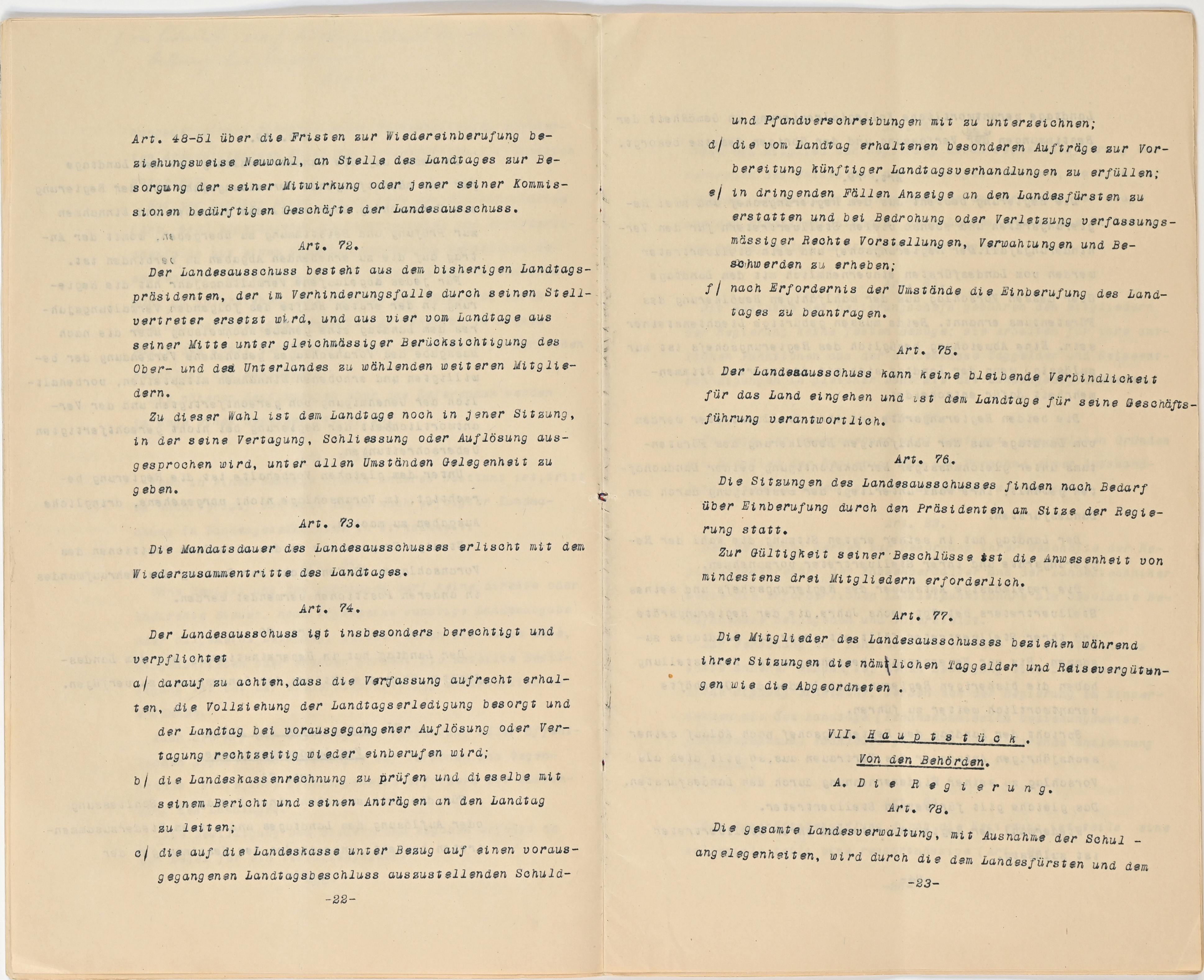 Verfassung 1921 Art. 72 bis Art. 78