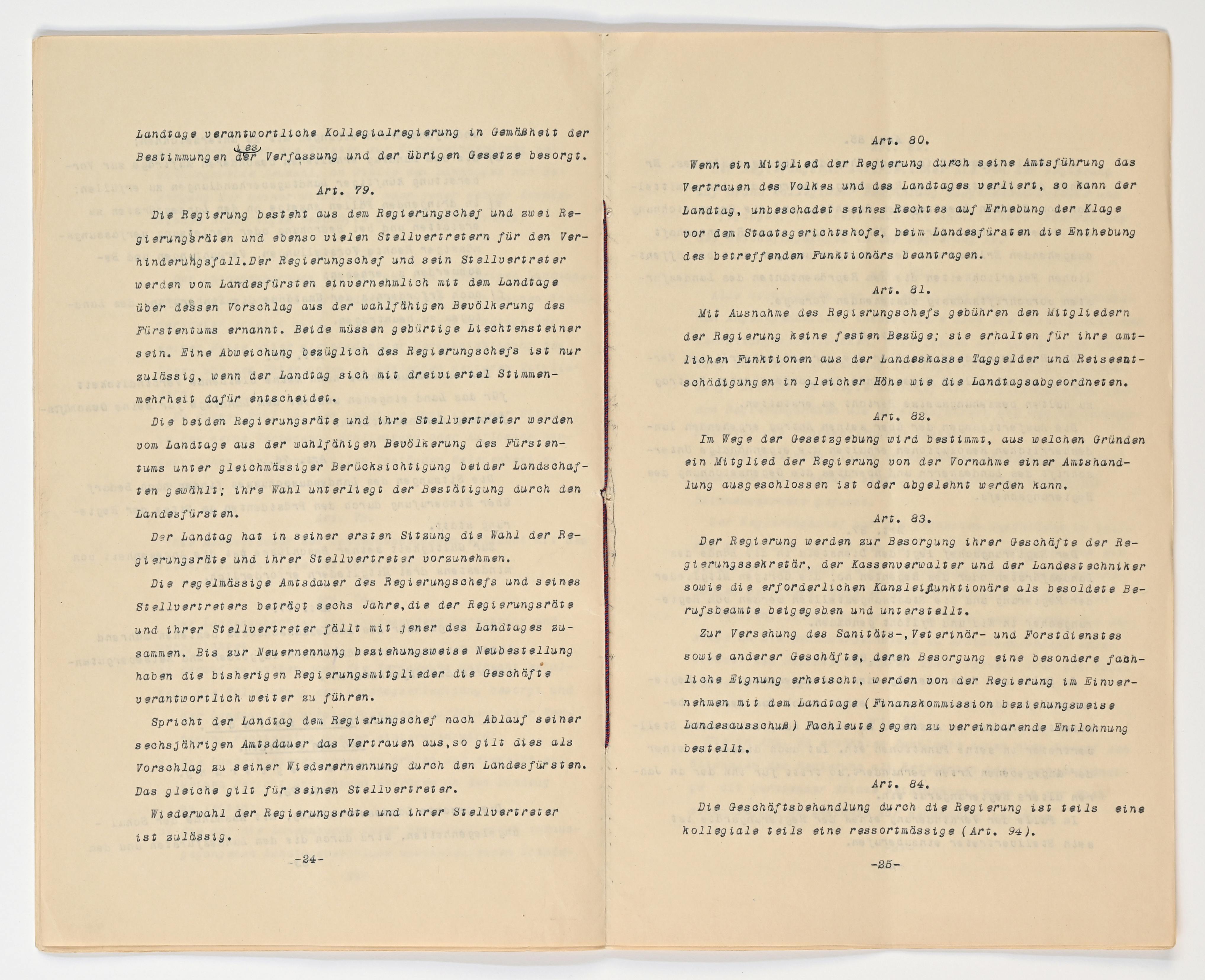 Verfassung 1921 Art. 79 bis Art. 84
