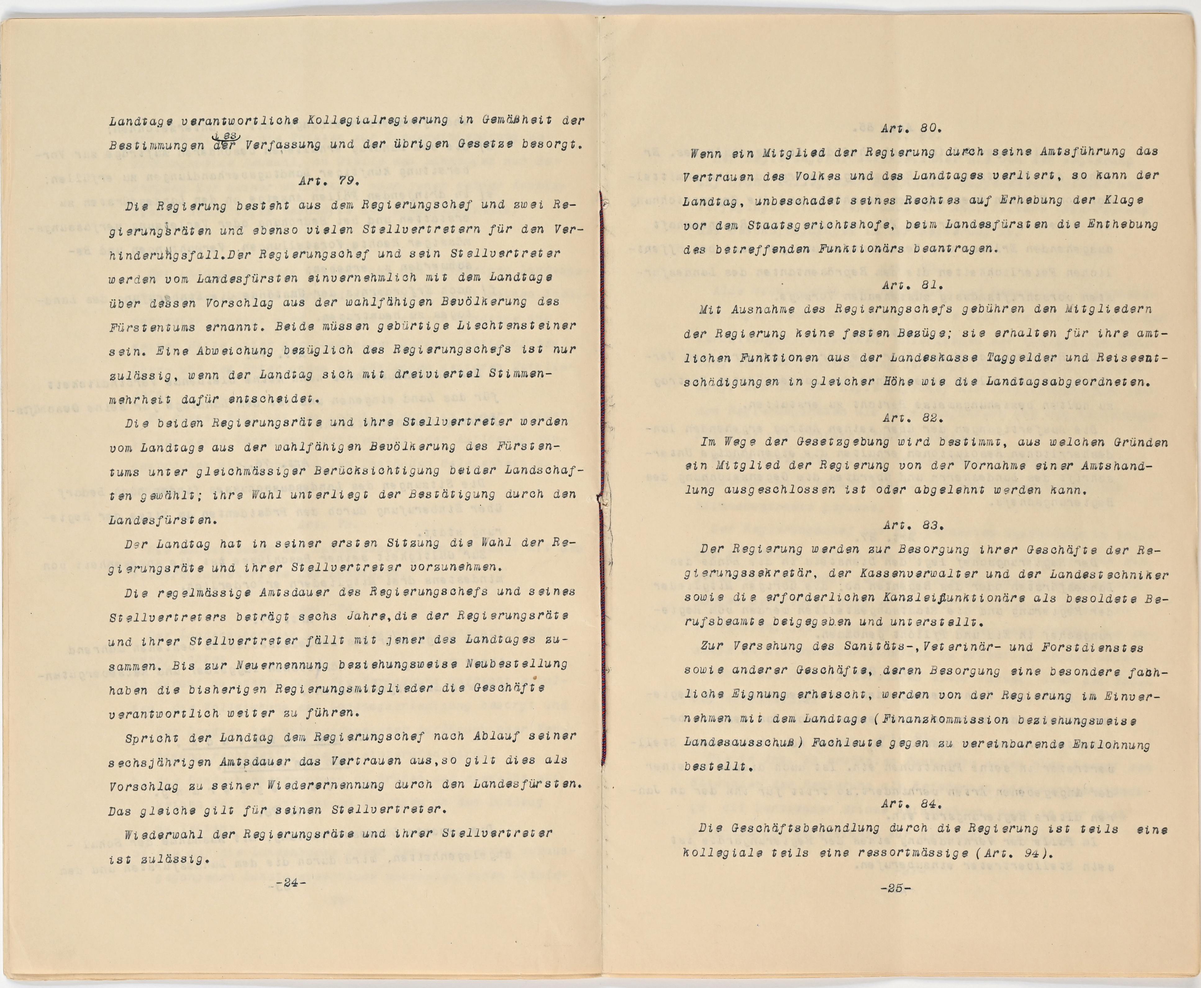 Verfassung 1921 Art. 79 bis Art. 84