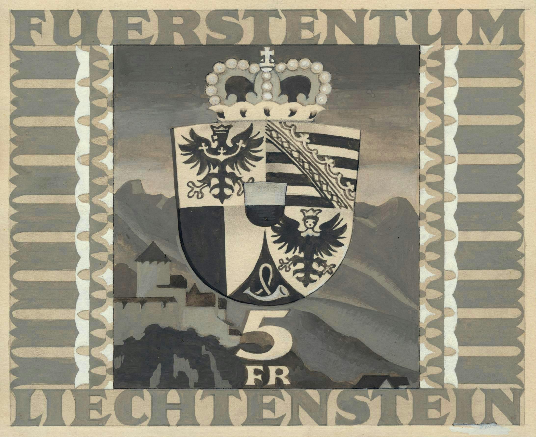 Johannes Troyer «Landeswappen; Schloss Vaduz» aus der Serie «Wappen».